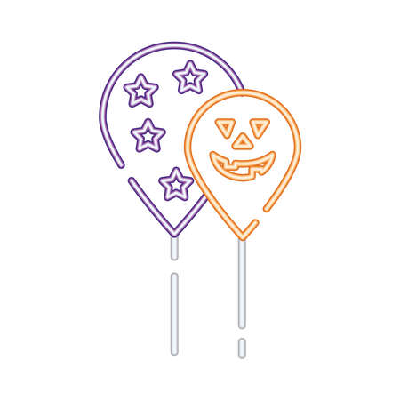 halloween balloons helium floating neon style vector illustration designのイラスト素材