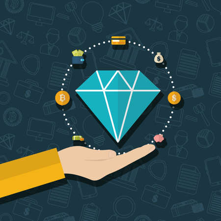 hand with diamond business finance icons vector illustrationのイラスト素材