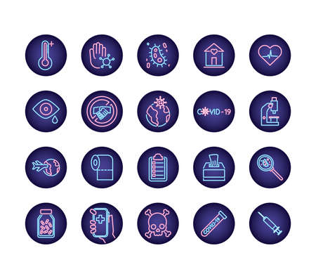 bundle of covid19 set icons vector illustration designのイラスト素材