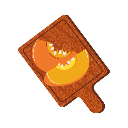 autumn pumpkins halfs in kitchen board vector illustration designのイラスト素材