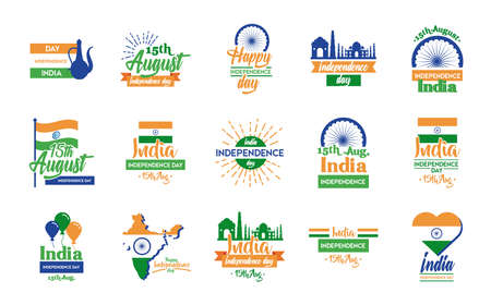 india independence day celebration with set icons vector illustration designのイラスト素材