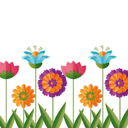 flowers stem leaves decoration vector illustration designのイラスト素材