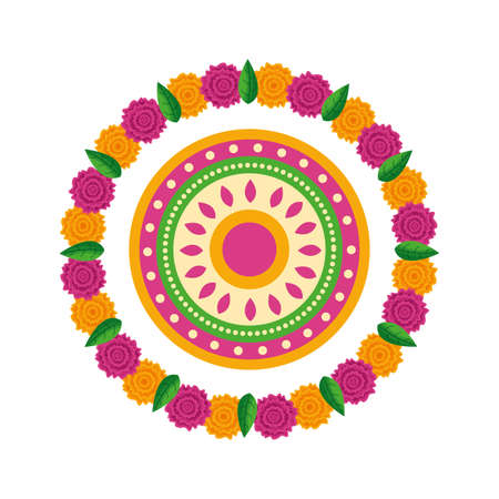 Mandale design, Bohemic ornament meditation indian decoration ethnic arabic and mystical theme Vector illustrationのイラスト素材