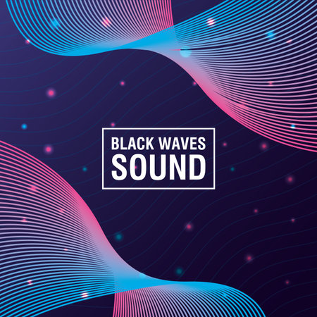 black waves sound purple background vector illustration design