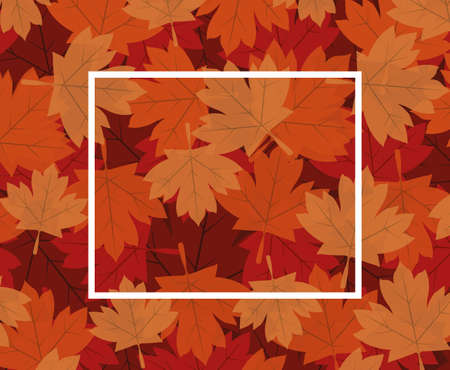 Autumn maple leaves frame design, season nature ornament garden decoration and botany theme Vector illustrationのイラスト素材