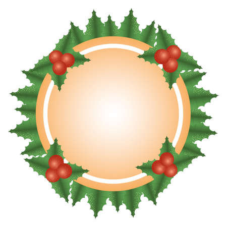 happy merry christmas circular frame with leafs and seeds vector illustration designのイラスト素材