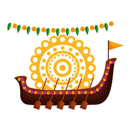 Snakeboat design, Onam festival celebration culture traditional india and holiday theme Vector illustrationのイラスト素材