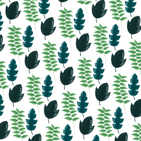 foliage leaves greenery herbs botanical background vector illustrationのイラスト素材