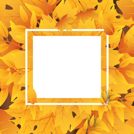 autumn leafs foliage square frame vector illustration designのイラスト素材