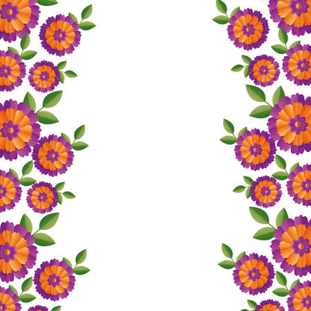 flowers leaves petals border decoration vector illustrationのイラスト素材