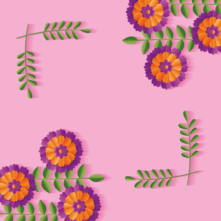 flowers badge decoration template vector illustration designのイラスト素材