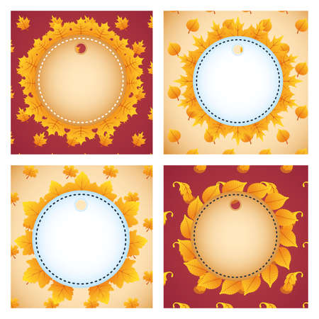 set of circles tags autumn leaf foliage vector illustration designのイラスト素材