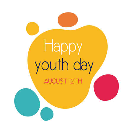 happy youth day lettering with colors balls flat style vector illustration designのイラスト素材