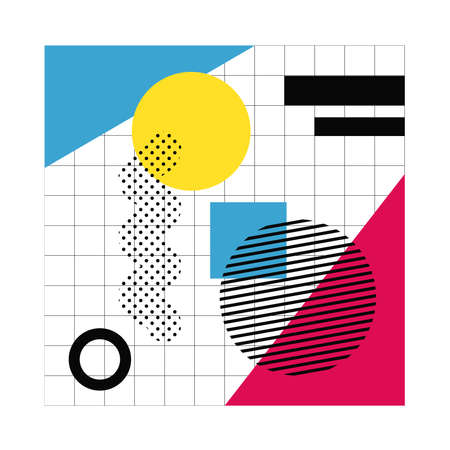 abstract poster with colors and figures geometrics vector illustration designのイラスト素材
