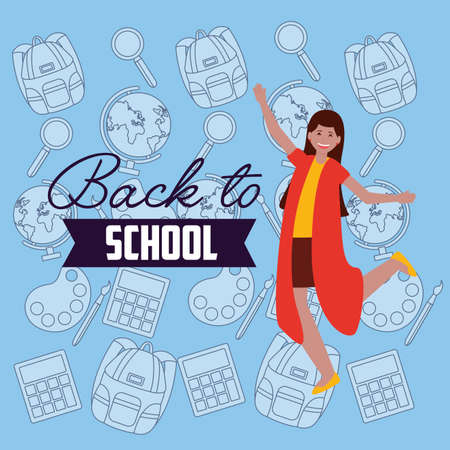 Back to school design, Education learning knowledge study class and lesson theme Vector illustrationのイラスト素材