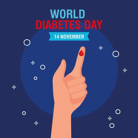 world diabetes day campaign with blood drop in finger vector illustration designのイラスト素材