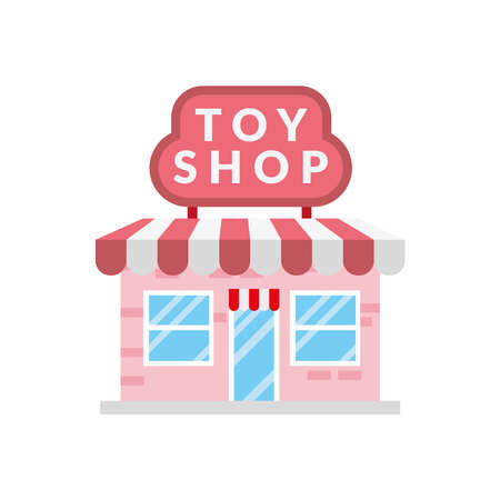 little toy shop store building facade scene vector illustration designのイラスト素材
