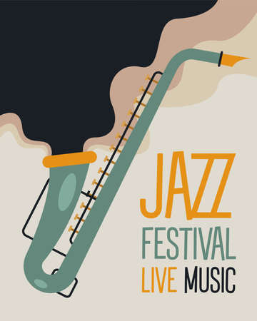 jazz festival poster with saxophone vector illustration designのイラスト素材