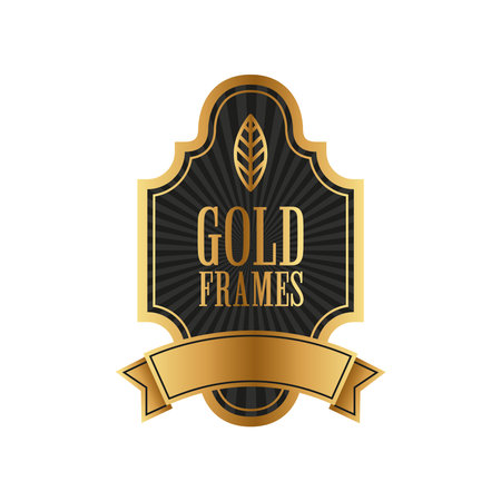 elegant gold frames emblem with lettering and ribbon vector illustration designのイラスト素材