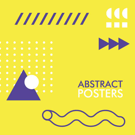 yellow and purple abstract poster with memphis banner vector illustration designのイラスト素材