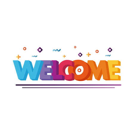 welcome label lettering with colors letters vector illustration designのイラスト素材