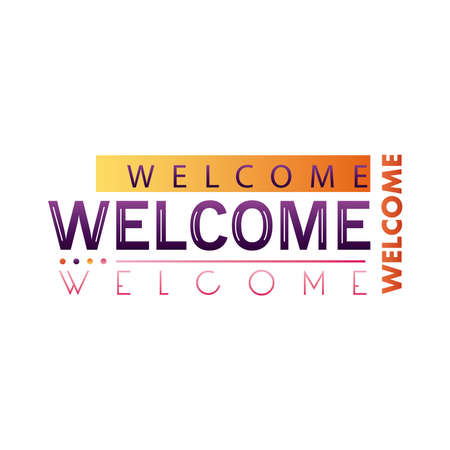 welcome label letterings colors frame vector illustration designのイラスト素材