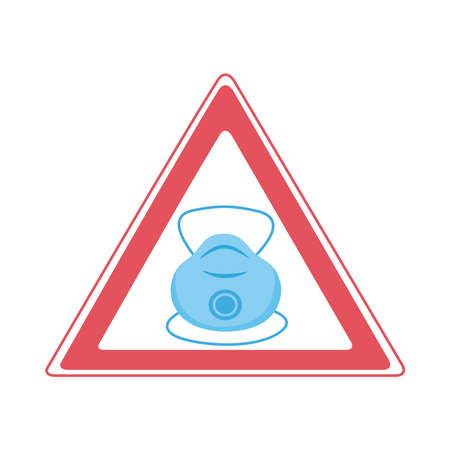 mask required label triangular stamp with face mask vector illustration designのイラスト素材