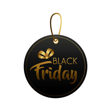 black friday sale lettering in circular tag vector illustration designのイラスト素材
