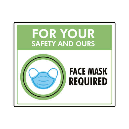 mask required label stamp with medical mask accessory vector illustration designのイラスト素材