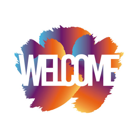 welcome label lettering in paint stain vector illustration designのイラスト素材