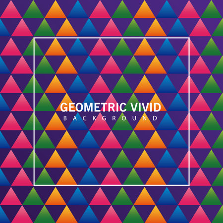 triangles colors geometric vivid background with square frame vector illustration design