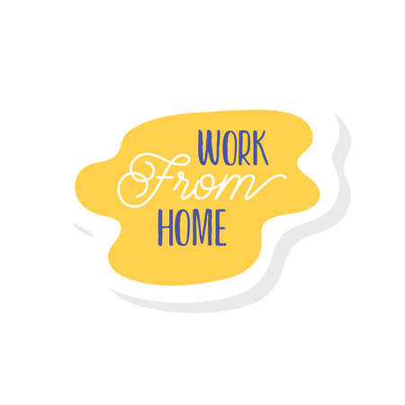 work from home lettering campaign vector illustration designのイラスト素材