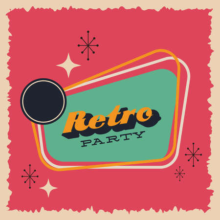 party retro style poster with lettering vector illustration designのイラスト素材
