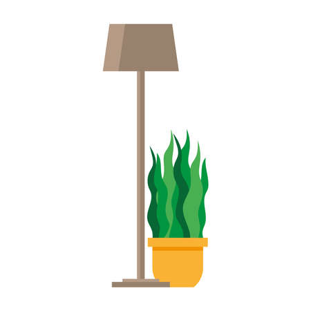 home lamp and plant design, room and decoration theme Vector illustrationのイラスト素材