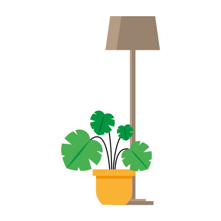 home lamp and plant design, room and decoration theme Vector illustrationのイラスト素材