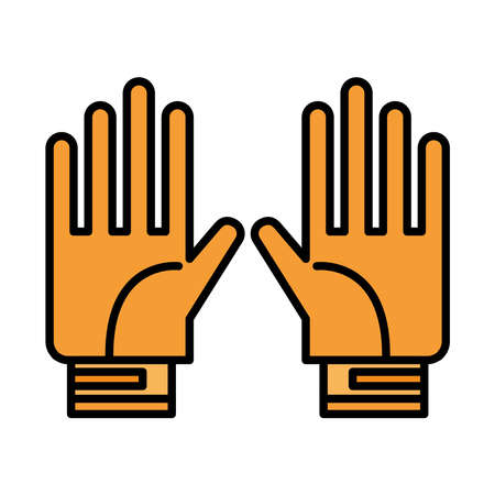 Gardening gloves line and fill style icon design, garden planting and nature theme Vector illustrationのイラスト素材