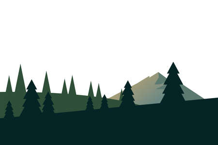 winter season landscape scene with pines forest and mountains vector illustration designのイラスト素材
