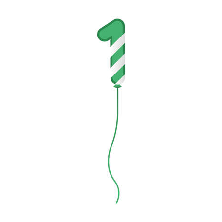 balloon helium number one with stripes floating vector illustration designのイラスト素材