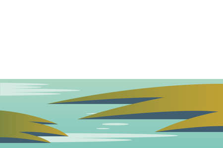 beautiful landscape scene with lake vector illustration designのイラスト素材