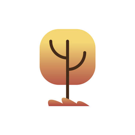 yellow tree plant forest isolated icon vector illustration designのイラスト素材