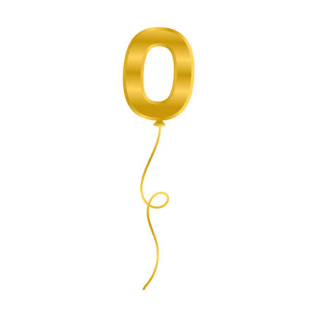 balloon helium golden with number zero floating vector illustration designのイラスト素材