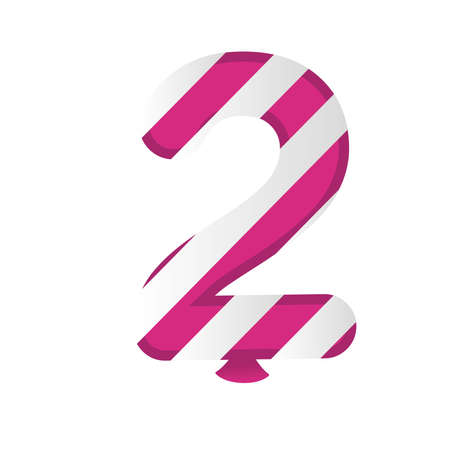 balloon helium number two with stripes floating vector illustration designのイラスト素材