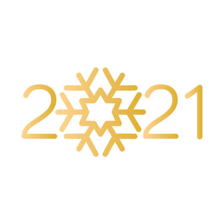 golden 2021 year numbers decoration with snowflake vector illustration designのイラスト素材