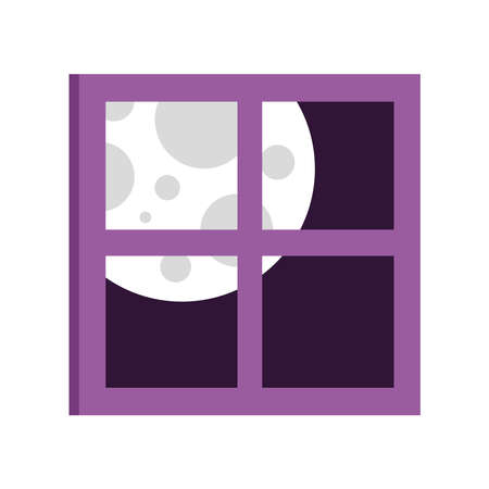 window house view with full moon vector illustration designのイラスト素材