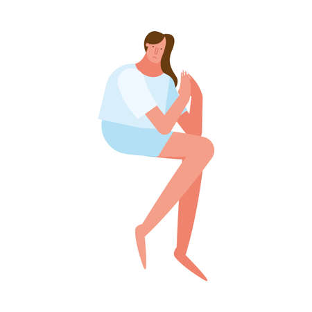 young woman with insomnia character vector illustration designのイラスト素材