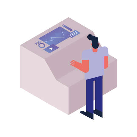 man using machine technology icon vector illustration designのイラスト素材