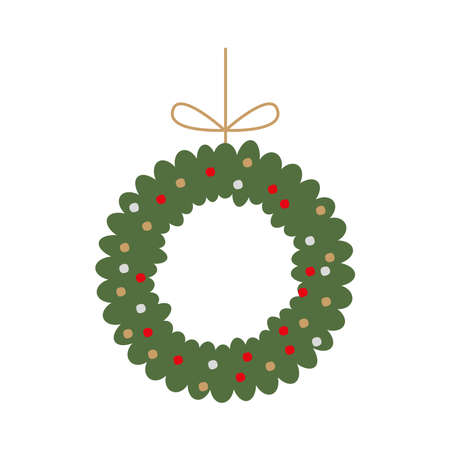 happy merry christmas crown hanging vector illustration designのイラスト素材