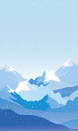 snow scape seasonal scene with mountains vector illustration designのイラスト素材