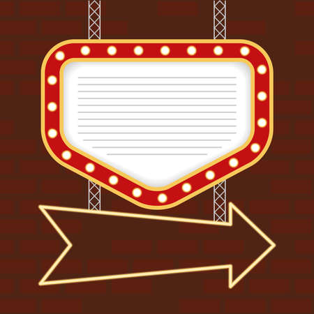 retro Light pentagon figure frame with arrow vector illustration designのイラスト素材