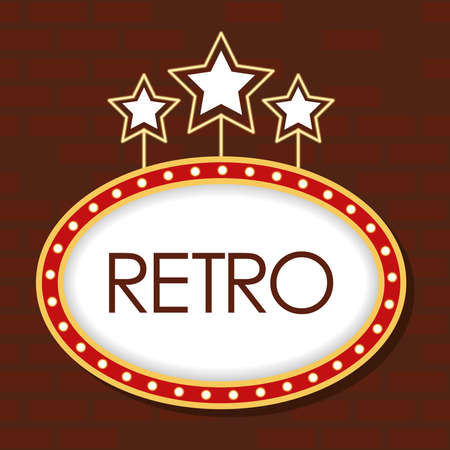 retro Light oval figure frame with stars in wall vector illustration designのイラスト素材